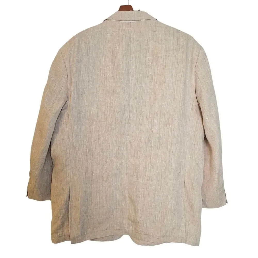 Peter Blair Light Tan Khaki Linen Preppy Blazer Jacket
